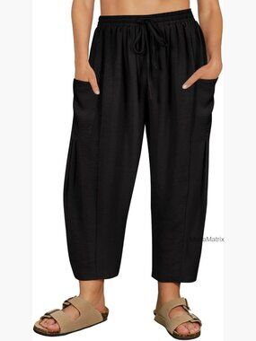 Womens Plus Size Palazzo Harem Pants Wide Leg Drawstring Beach Pants with
